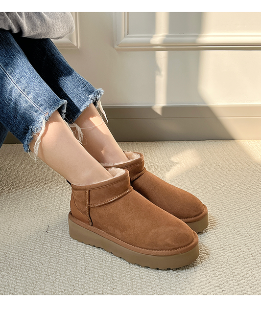 Ultra Mini Platform Boots Chestnut